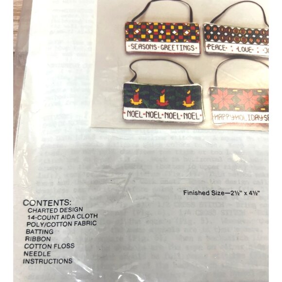 4 Stained Glass Christmas Ornaments/Door Hangings Cross Stitch Kit By Happy Thin - Picture 3 of 4